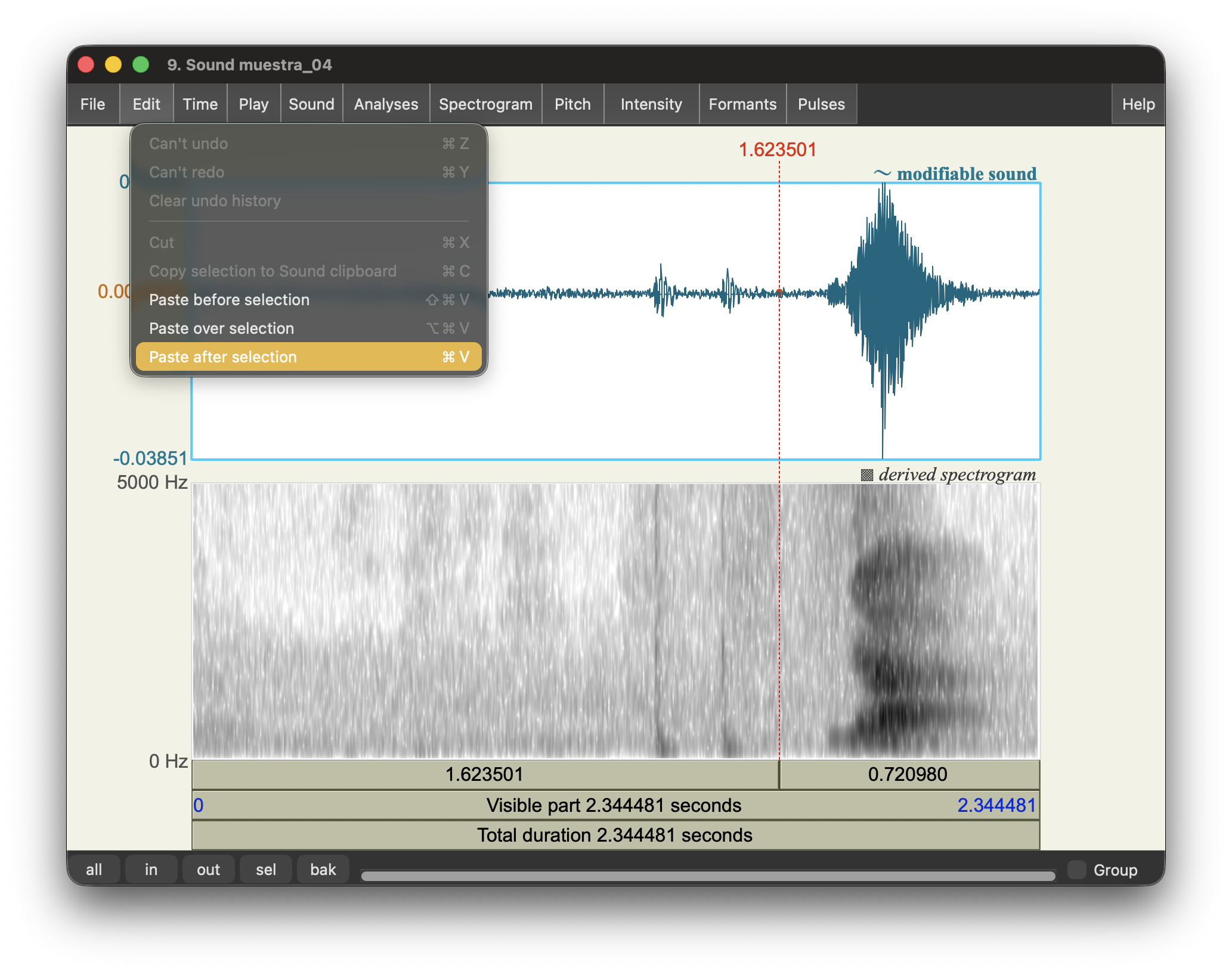 Pegar un fragmento de un audio